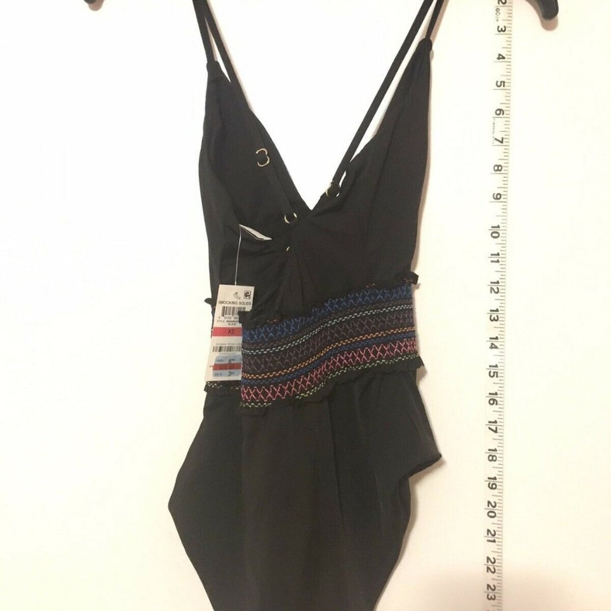 Smocking Solids Embroidered One-Piece Swimsuit NEW Size XSmall