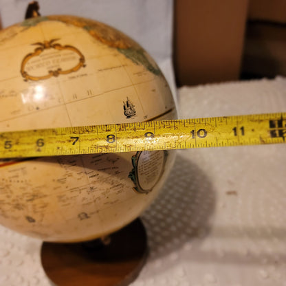 Replogle spins 9" Globe World Classic Wood base cream background map office school