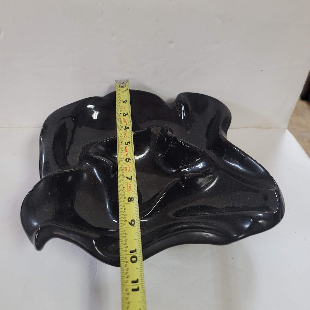 LARGE free form black ceramic Mid Century Modern Ashtray