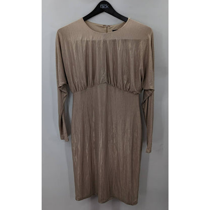 Alexia Admor Gold Sparkle Long Sleeve Cocktail Dress Keyhole Front Size Large