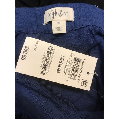 Style Co NWT Women’s Sky Dream Blue Embroidered Flutter Sleeve Tank Top Medium