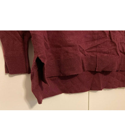 Bobeau Women's Classic V Neck Pullover Sweater Top Large Berry Red NWT High Low