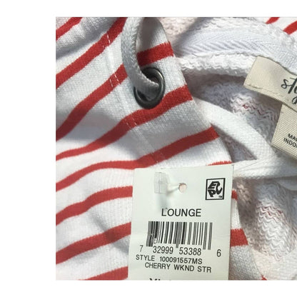 Style Co NWT Women’s Cherry Red White Stripe Lace Up Hoodie Jacket MED