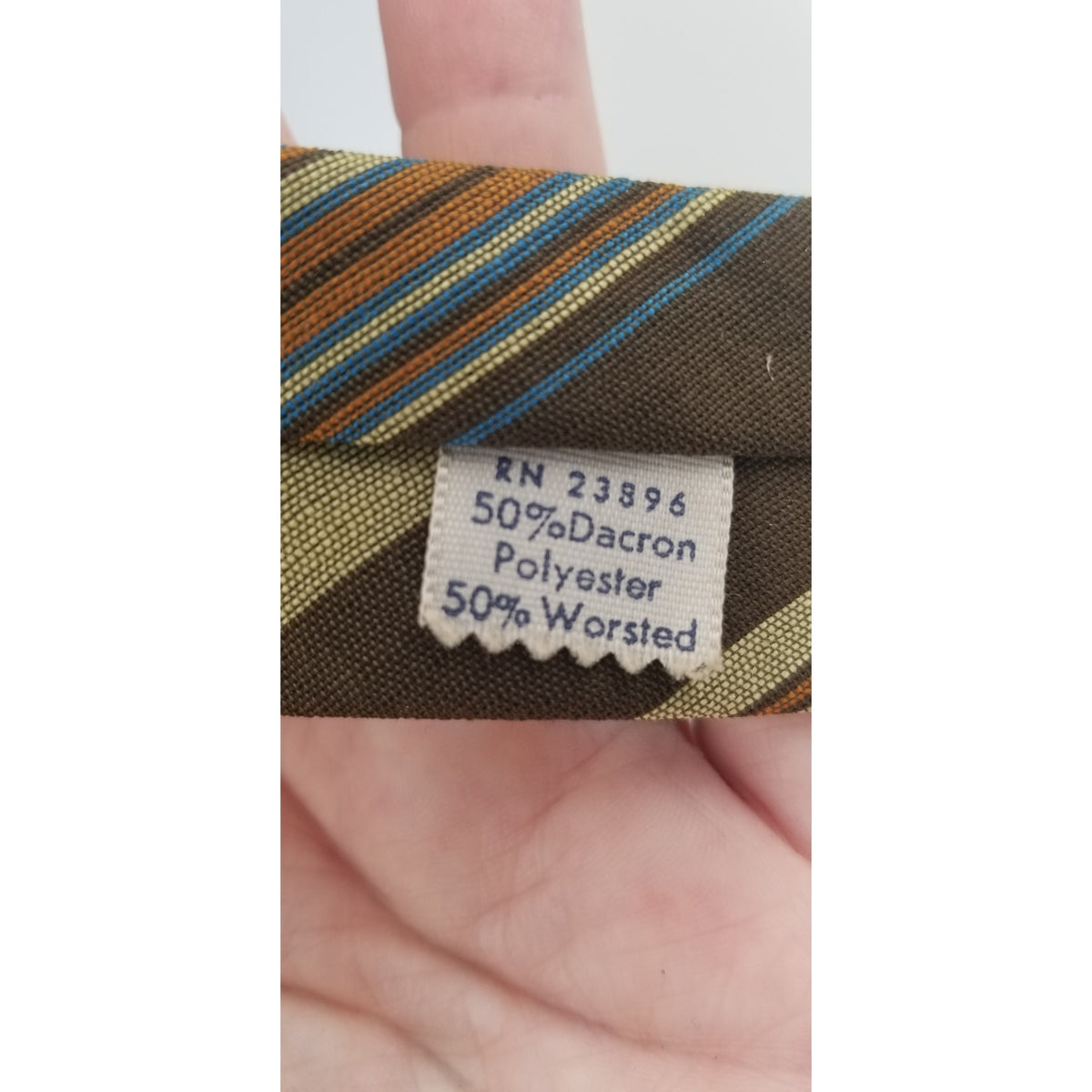 Towncraft Vintage WIDE  Mens Neck Tie 54" Green Striped Wool Blend Penneys