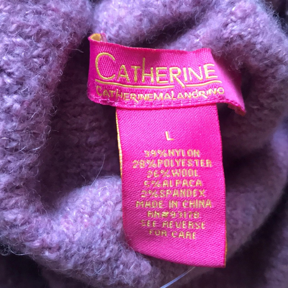 Catherine Malandrino Cozy Eyelash Knit Turtleneck Large Long Sleeve Purple
