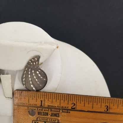Vintage Sterling Silver Sea Shell Nautical Post Earrings Cut Metal