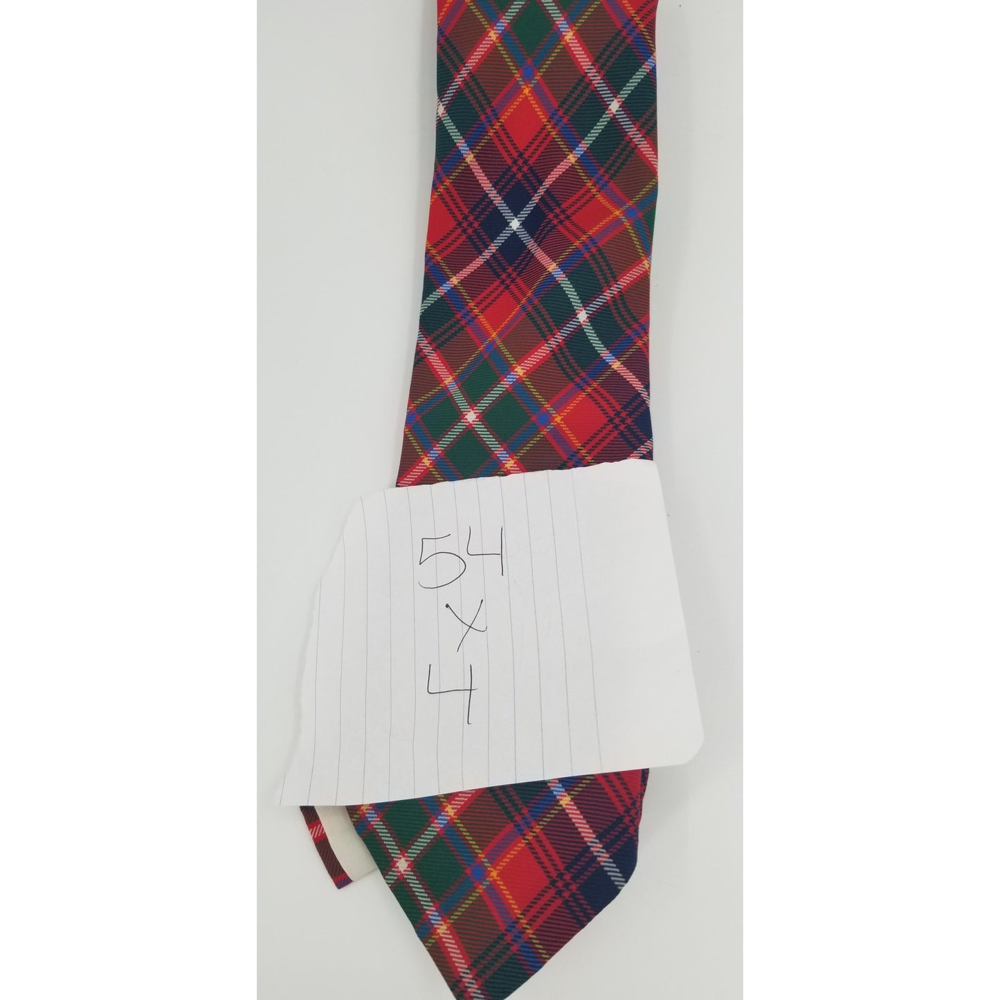 Pietro Di Roma Vintage Mens Necktie Tartan Plaid Red Green Blue 54" Tie