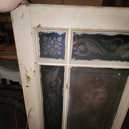 Secondhand Sandies 36" x 60" Antique large framed stained glass white red clear