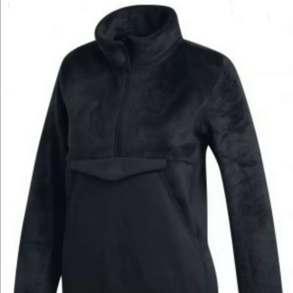 adidas Size Medium Front Pouch Athleticwear Faux Fur Mock Neck Half Zip Pullover