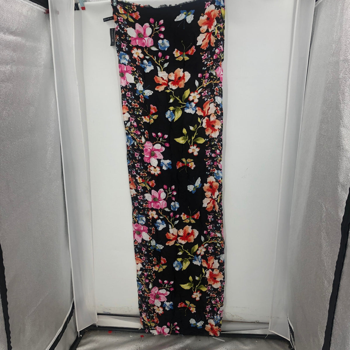 International Concepts Women's Nature Fringe Pashmina Scarf Floral Black OS NWT