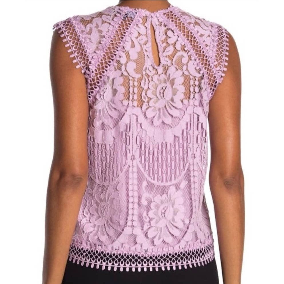 Laundry Shelli Segal Orchid Bouquet XL Purple Floral sleeveless Shirt Top Blouse