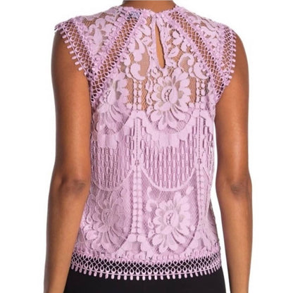 Laundry Shelli Segal Orchid Bouquet XL Purple Floral sleeveless Shirt Top Blouse