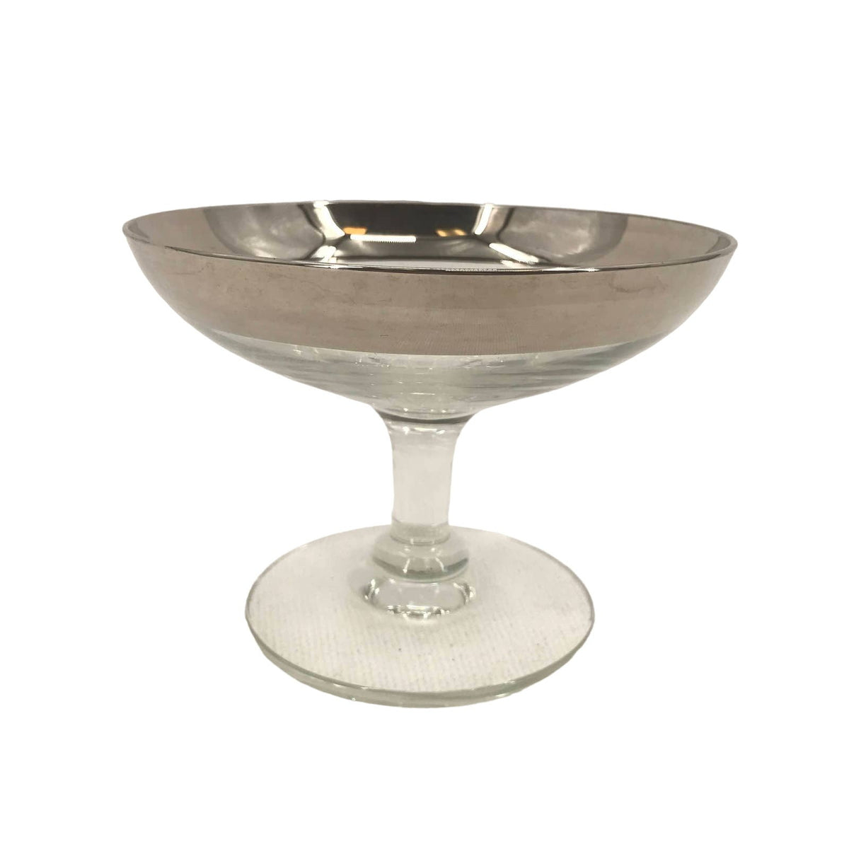 Dorothy Thorpe LARGE glass  crystal compote footed bowl silver rim band MCM