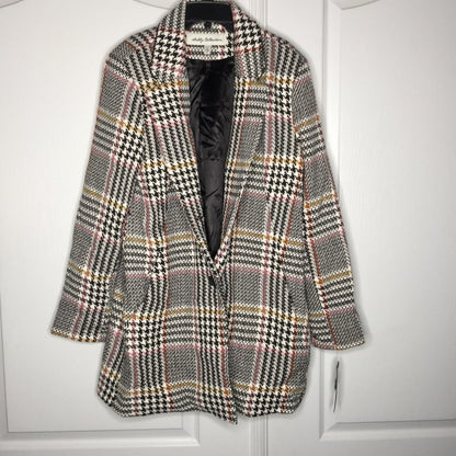 Sebby Glen Two Button Woven Coat Long Sleeve Front Slash Pockets Plaid Large NEW