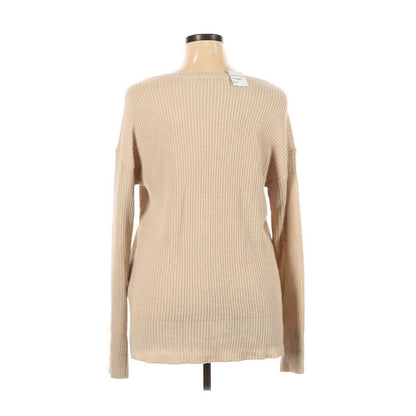 Sanctuary NWT Classic Pullover Sweater V Neck Long Sleeve Shaker Pocket Tan XL