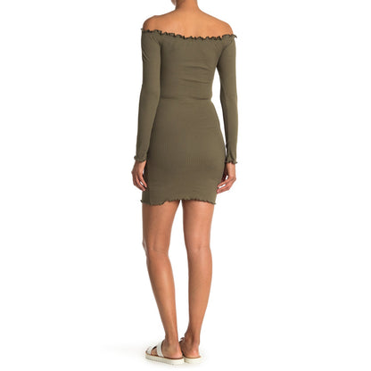 Vero Moda Women's Rib Off-The-Shoulder Bodycon Dress Ivy Green Size Medium NWT
