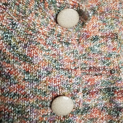 Susan Bristol Cardigan Sweater 2 Snap Button Front 3/4 Sleeve Multi-Color Large
