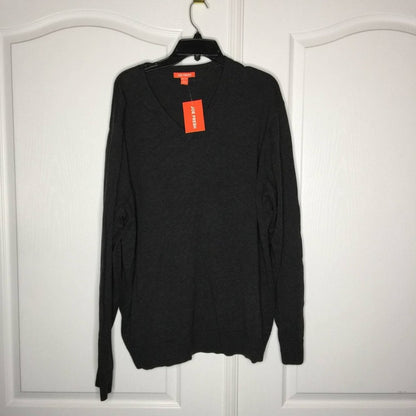 Joe Fresh XXL Pullover Sweater Long Sleeve V-Neck Rib Knit Heathered Charcoal