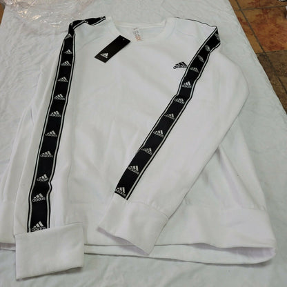 Adidas Tiro Training Pullover Sweatshirt Crew Neck Long Sleeve White Large