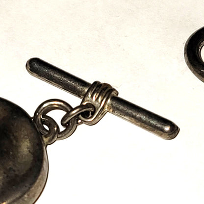 Vintage Silvertone necklace toggle clasp Discs hammered square circle 16" length