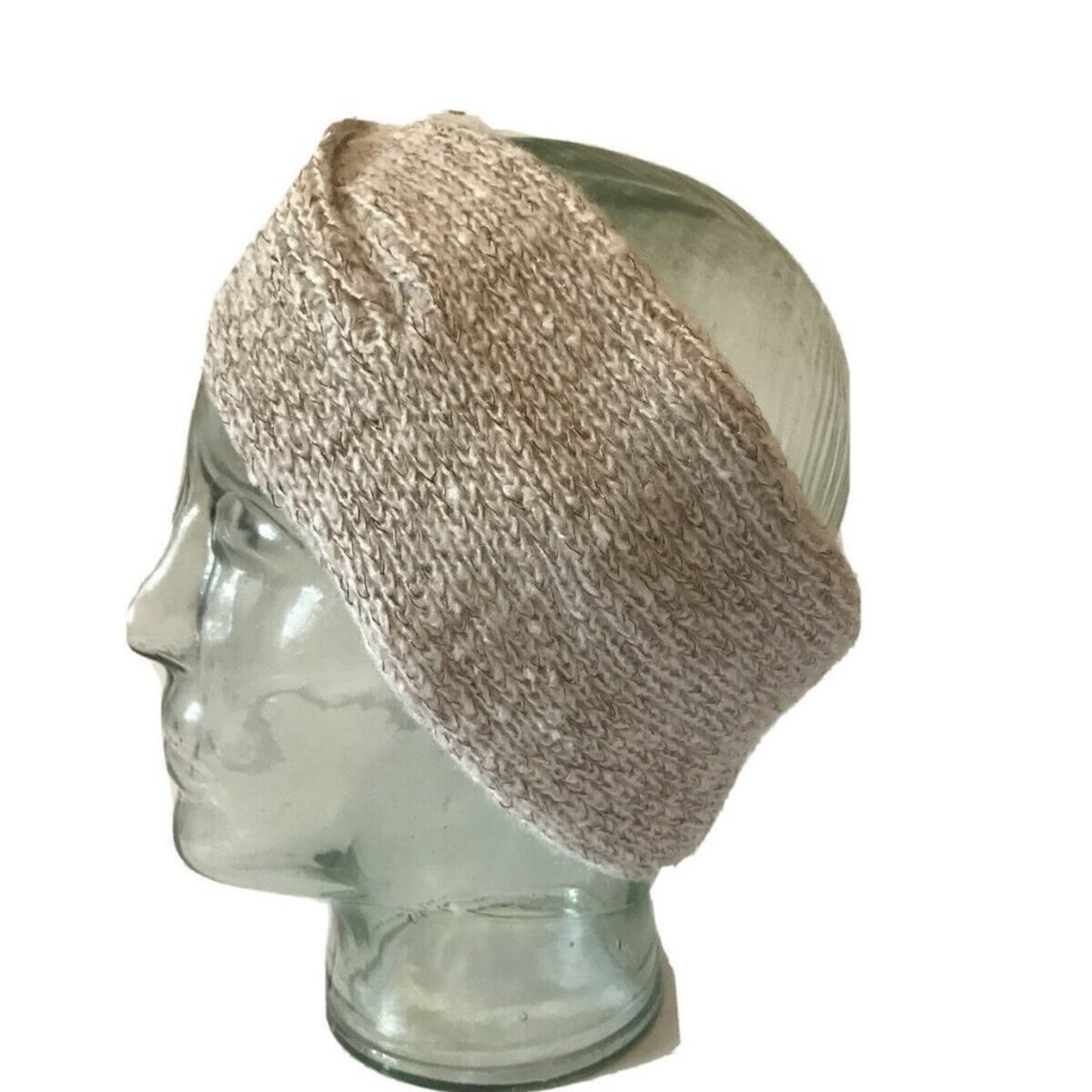 DKNY Fleece Lined Grey Headband Front Twist Hat Band