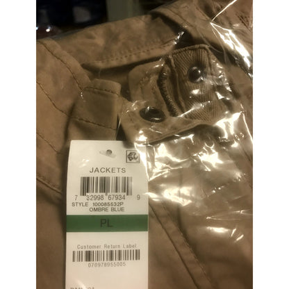Style & Co NWT Flap Pocket Motorcycle Twill Jacket Zip-Up Long Sleeve Petite Large