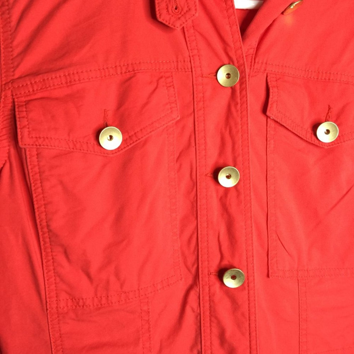 CAbi gathered Back Button Down Jacket Vintage Long Sleeve Red Size Small