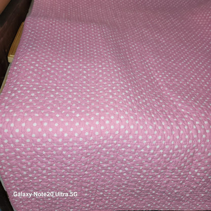 Pink Green Cream quilt Double sided 66" x 88" Twin Full Shabby Chic Vibes