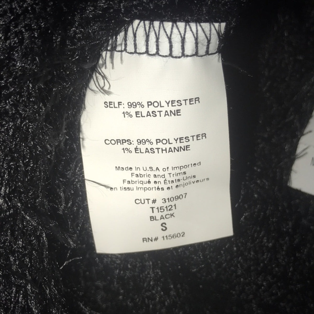 Lush Black Back Knot Detail Shaggy Sweater Small V Neck Cut out back detail