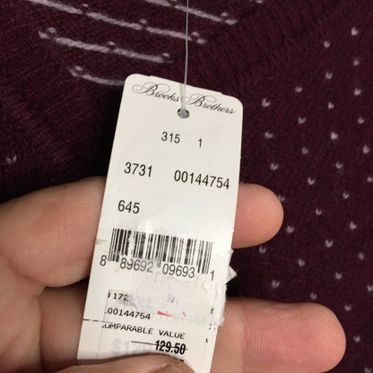 Brooks Brothers Wool Dot Knit Sweater Long Sleeves V-Neck Burgundy Red Small