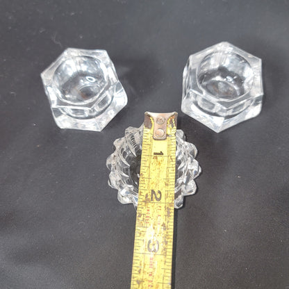 Lot of 3 mini glass crystal salt cellars tableware cut