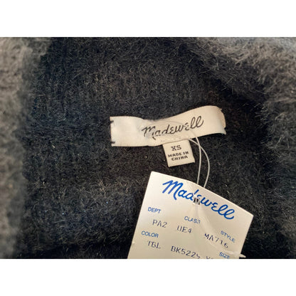 Madewell Eaton Pullover Crew Puff Sleeve Sweater Sz XS/Extra Small in Black NWT