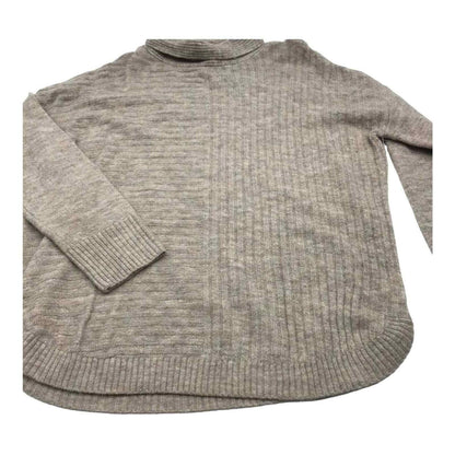 COMO VINTAGE Sweater Ribbed Knit Mock Neck Grey Sz XL/Extra Large Tan NWT