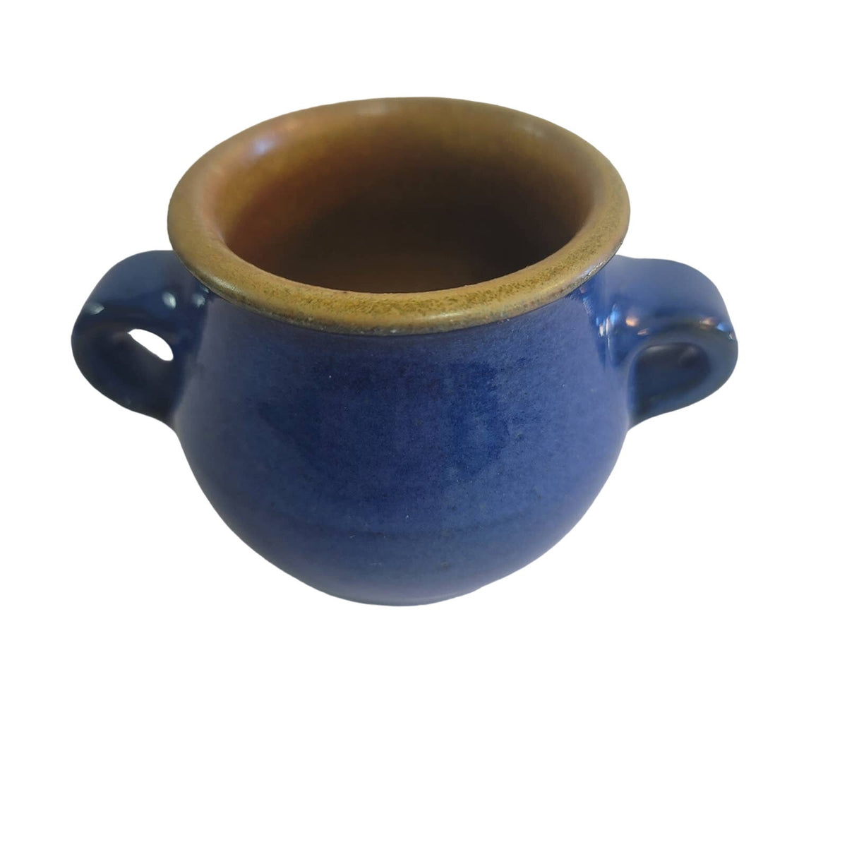 H. SHULTZE handmade vessel double handle blue glaze cup vase Spreewald 1997