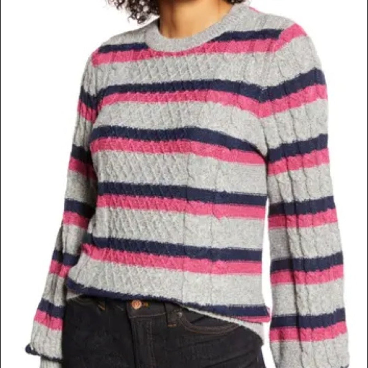Halogen X Atlantic-Pacific Cable Knit Sweater S