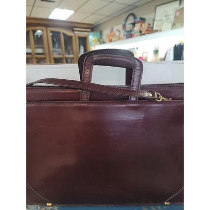 Vintage Schlesinger Brothers Case Setter Burgundy Saddle Leather Bag Briefcase