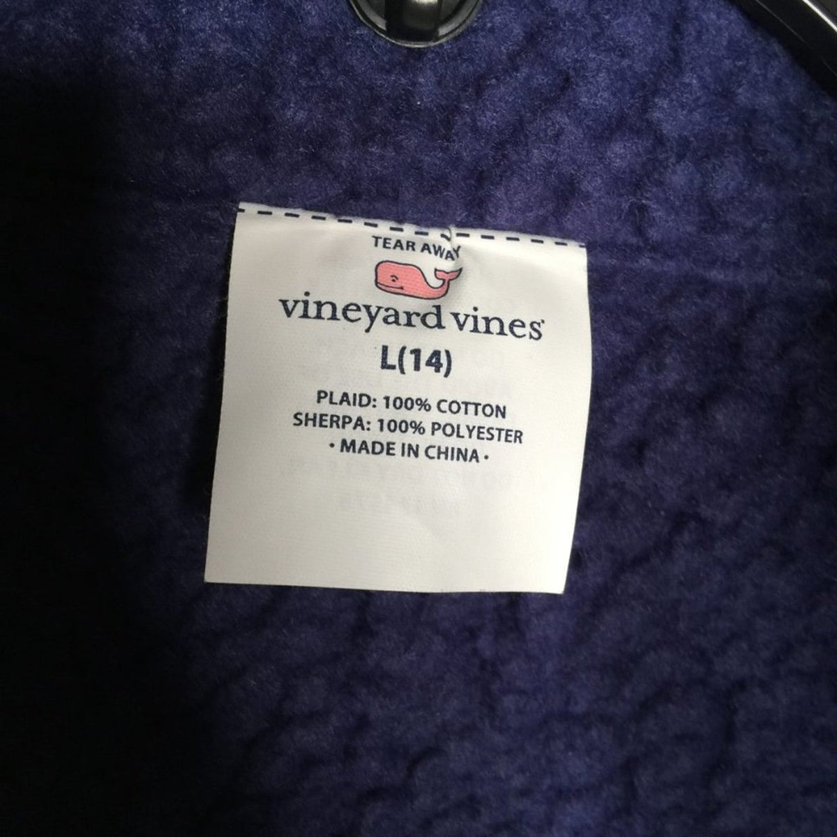 Vineyard Vines Vest Pink Blue  Full-Zip Plaid NEW Size 14 Large YOUTH child Girl