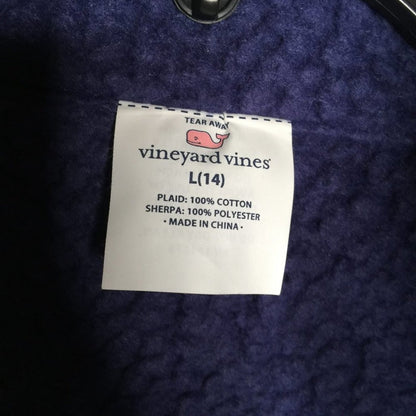 Vineyard Vines Vest Pink Blue  Full-Zip Plaid NEW Size 14 Large YOUTH child Girl