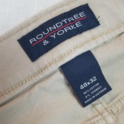 Roundtree & Yorke Casuals Chino Pants Flat Front Size 48X32
