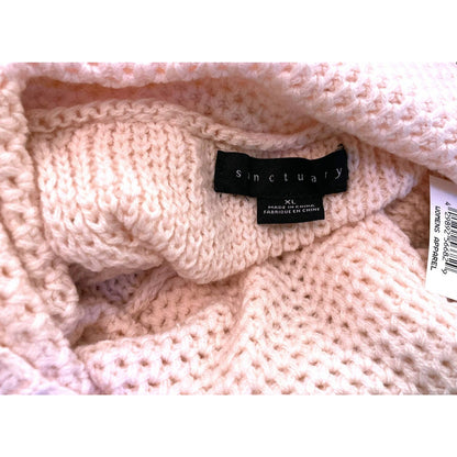 Sanctuary Honeycomb Knit Cowl Neck Pullover Sweater Sz XL / Extra Large Pink NWT