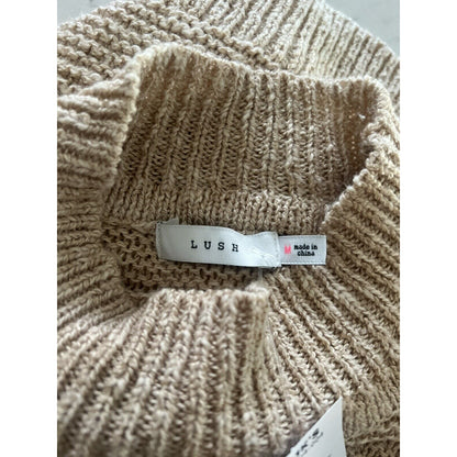 Lush Size Small Taupe NEW sweater long sleeve crew neck ribbed edges soft cozy