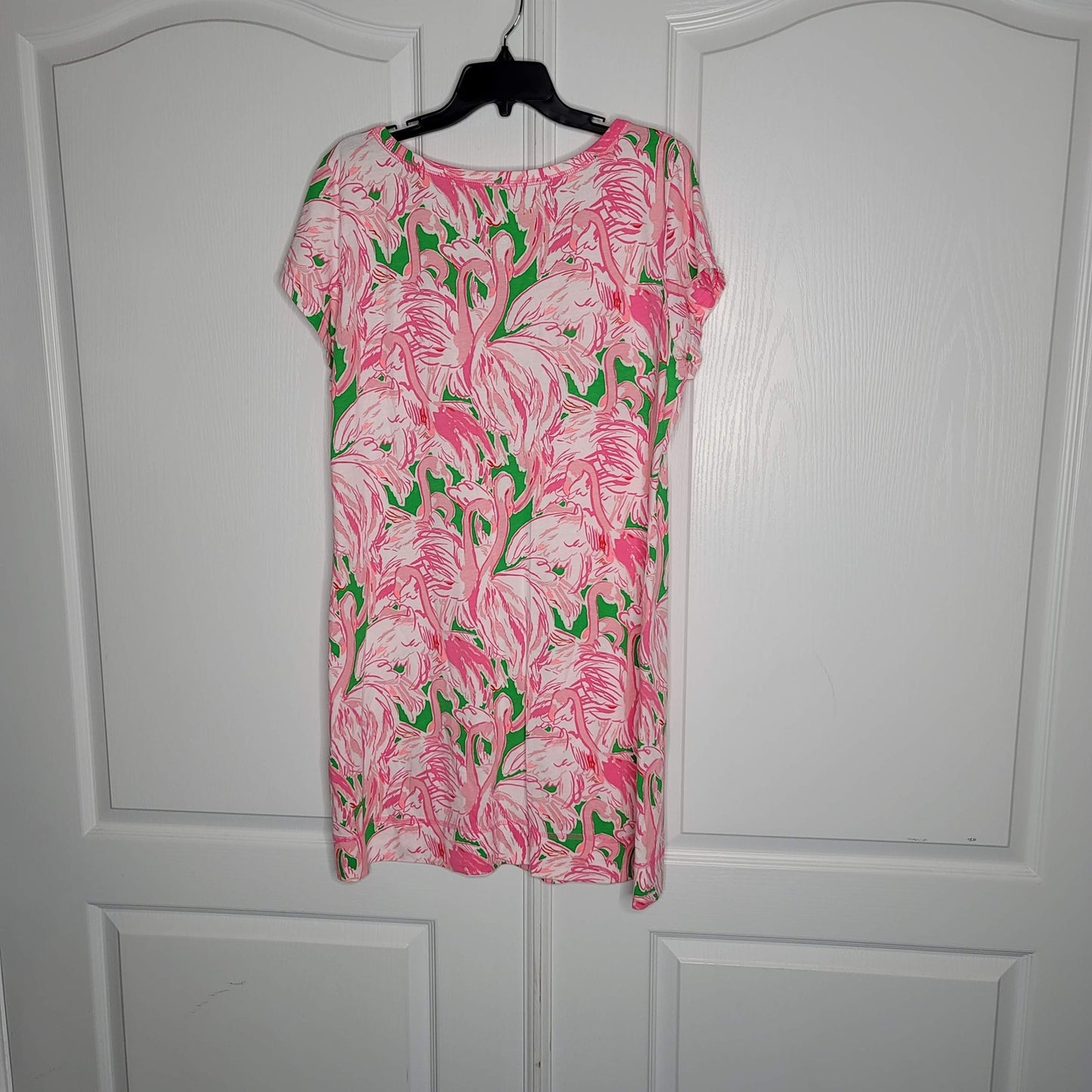 Lilly Pulitzer Palmetto Dress Pink Flamingo Floral Print Cap Sleeve Pink XLarge