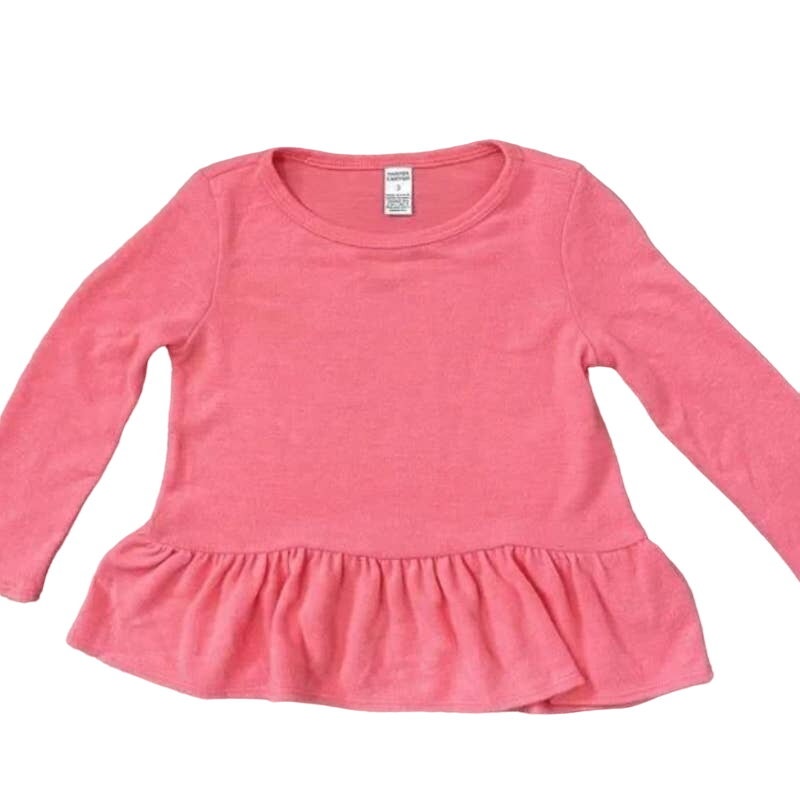 Harper Canyon Peplum Brushed Long Sleeve Top Size 5 Coral Pink NWT Soft Ruffle