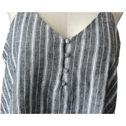 Abound Spaghetti Strap Button Front Crop Cami Top Sz XXS Black/White Stripes NWT