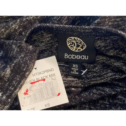 Bobeau Layered Look Long Sleeve Tunic Top Sz XS/Extra Small Raven Black Mix NWT