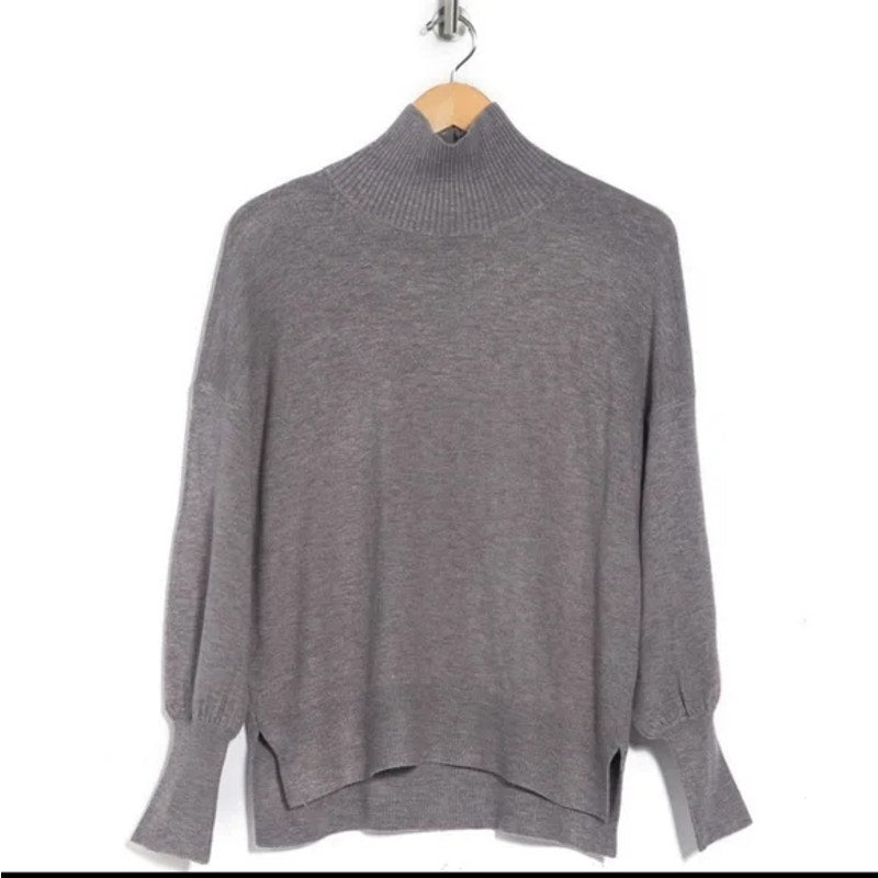French Connection Women's Turtleneck Sweater Size Small Grey NWT Balloon Sleeve