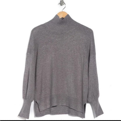 French Connection Women's Turtleneck Sweater Size Small Grey NWT Balloon Sleeve