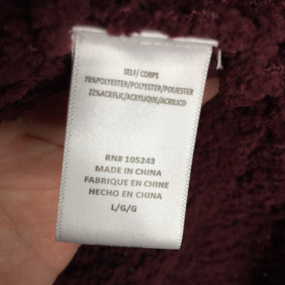 Bobeau Wine Burgundy Boucle Popcorn Draped Button Cardigan Sweater