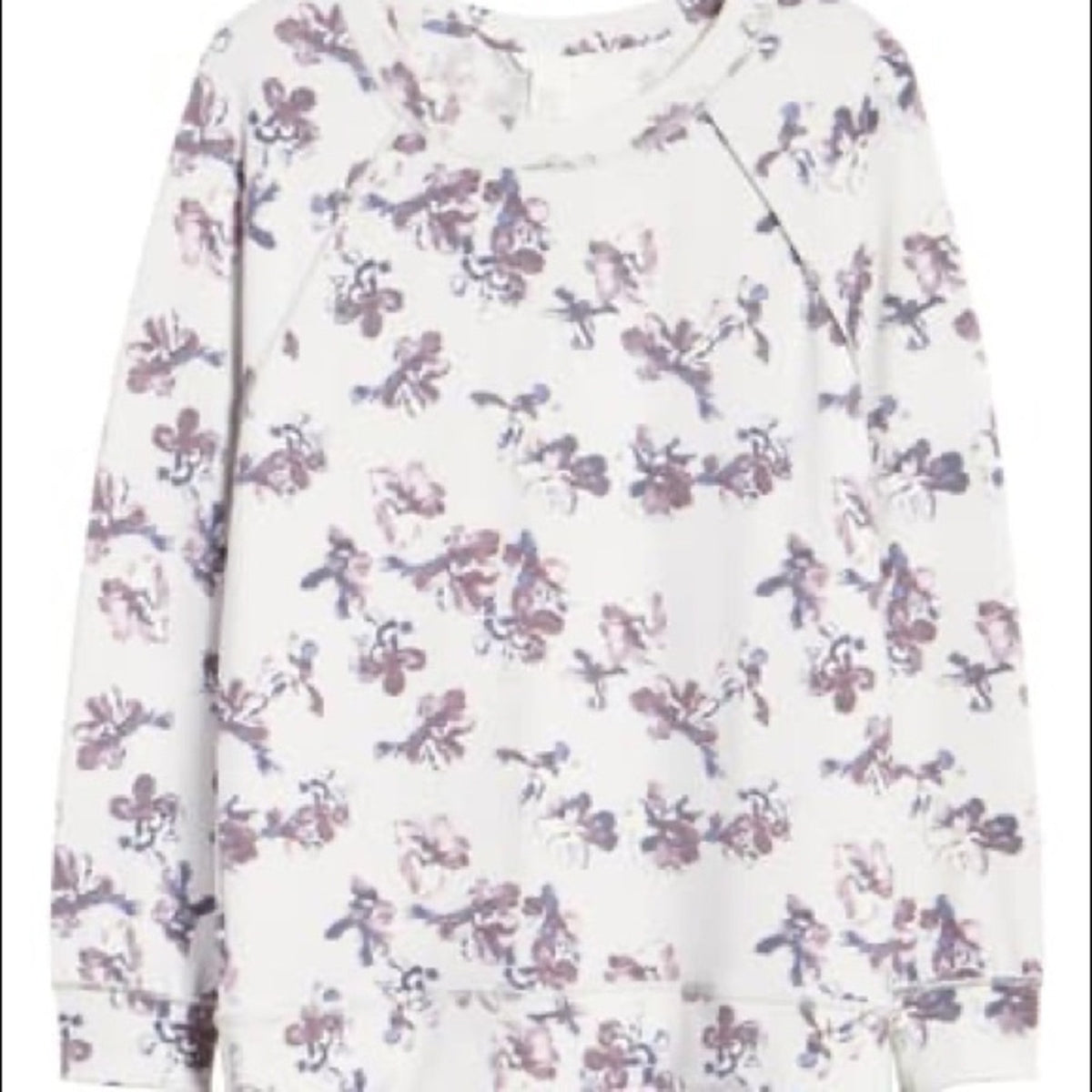 Caslon Cozy Ivory Purple Floral Print Sweatshirt Size XSmall