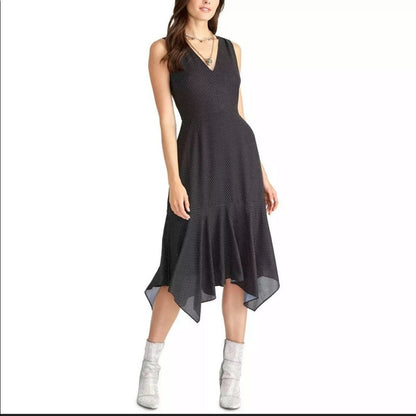 Rachel Roy Polka Dot Handkerchief Hem Midi Dress